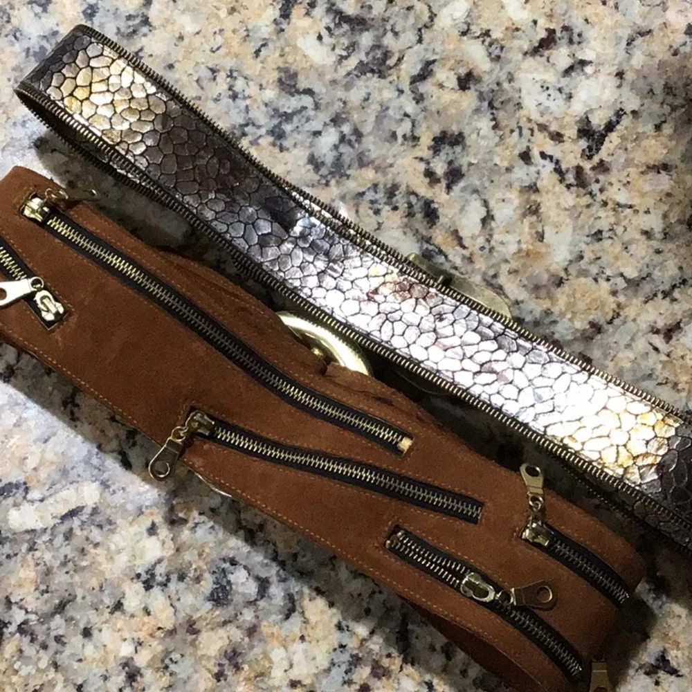 JJ Winters Brown Suede and Gold Leather Belt Bundle - Small & Med